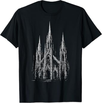 Gothic Church Cathedral Grunge Goth Dark Alt Aesthetic Art T-Shirt