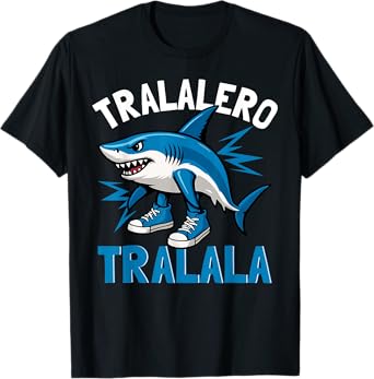 Tralalero Tralala Funny Shark Meme Cartoon Sneakers Brainrot T-Shirt