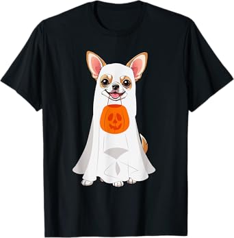 Chihuahua Ghost Pumpkin Halloween Fall Dog Lover Women Men T-Shirt