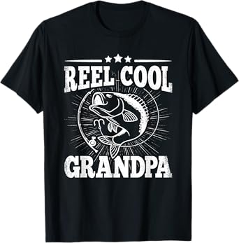 Funny Fishing Vintage Reel Cool Grandpa Grandfather Men T-Shirt