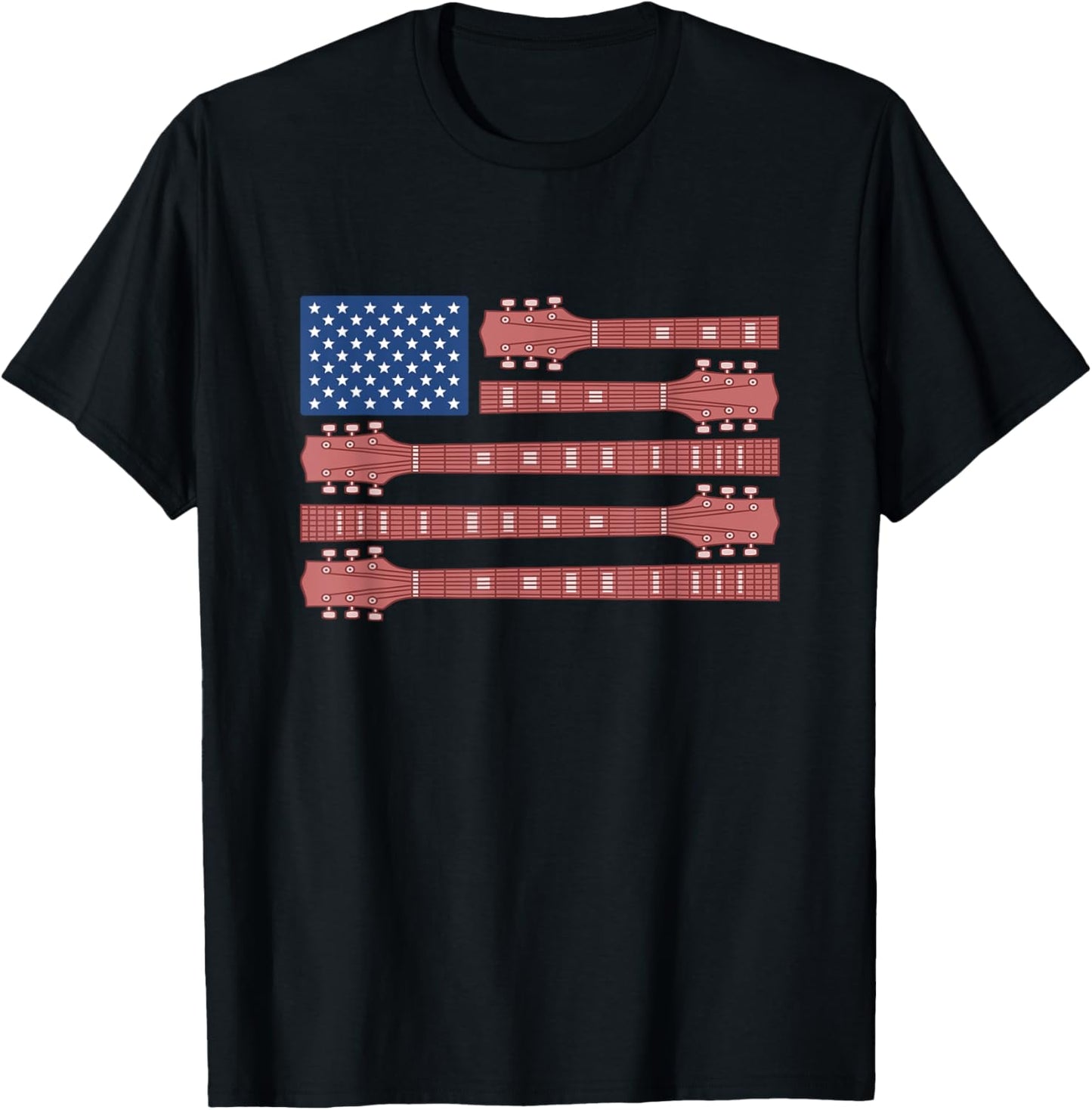 Guitar USA Flag America Independence Day 4th July Musician T-Shirt
