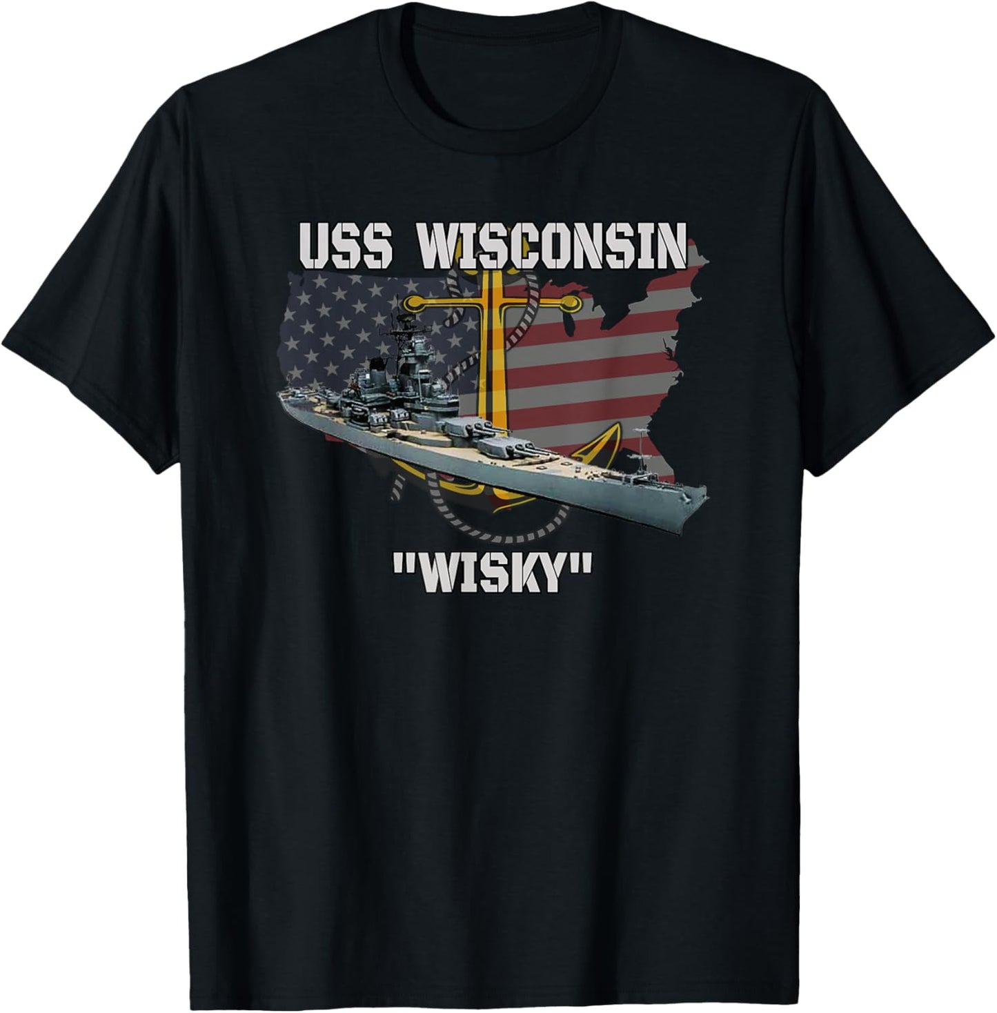 USS Wisconsin BB-64 Battleship Veterans Day Warship Father T-Shirt