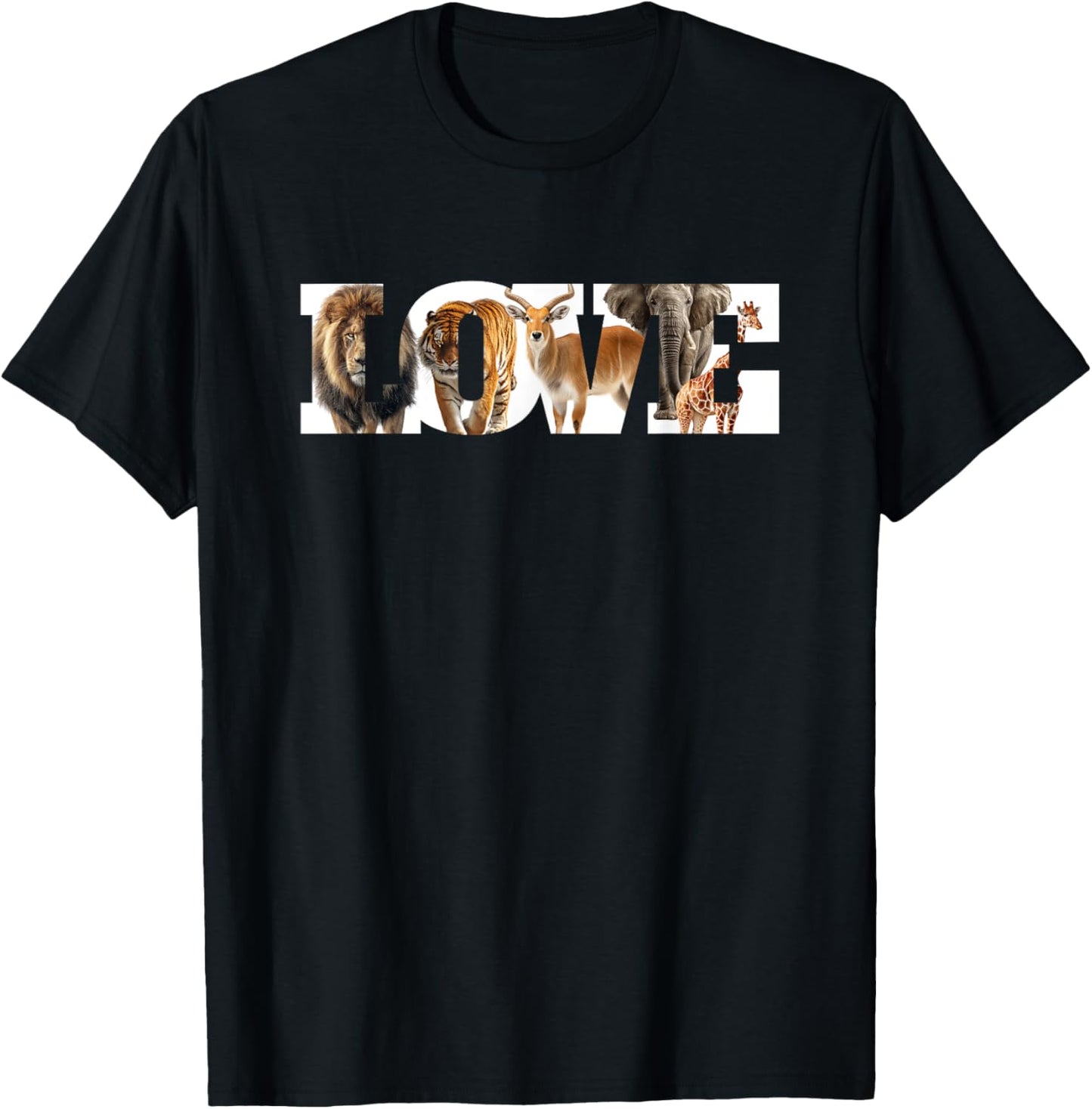 Love Safari Animals Faces Graphic for Man Woman Boys Girls T-Shirt