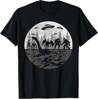 Bigfoot Loch Ness Monster With Mothman Aliens! Funny Cryptid T-Shirt