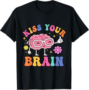 Kiss Your Brain Thumbs Up Happy with Glasses Motivational T-Shirt
