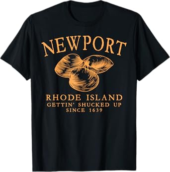 Newport RI Clams Gettin' Shucked Up Since 1639 Orange T-Shirt
