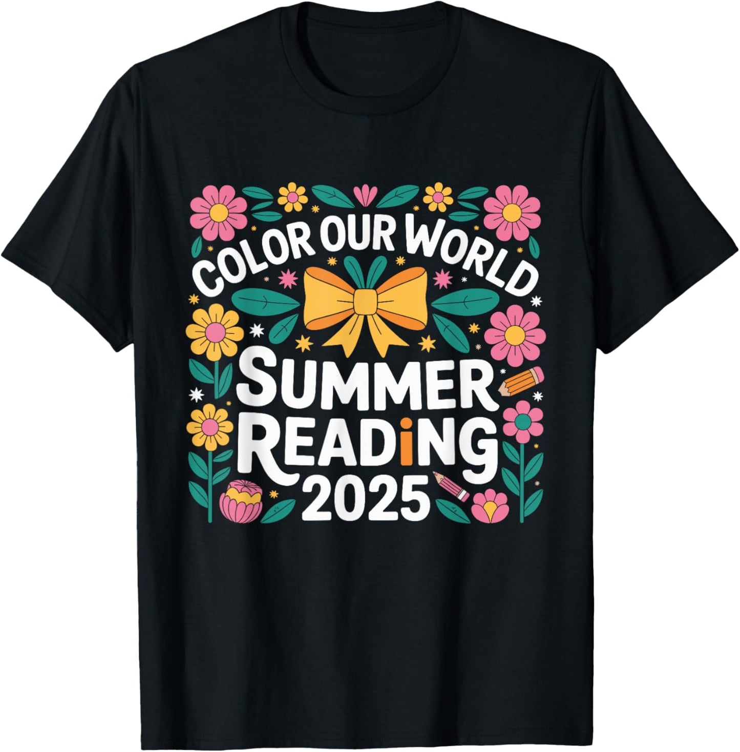 Color Our World Summer Reading 2025 Boho Wildflower Book T-Shirt