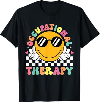 Groovy Occupational Therapy Smile Face Therapist OT Month T-Shirt