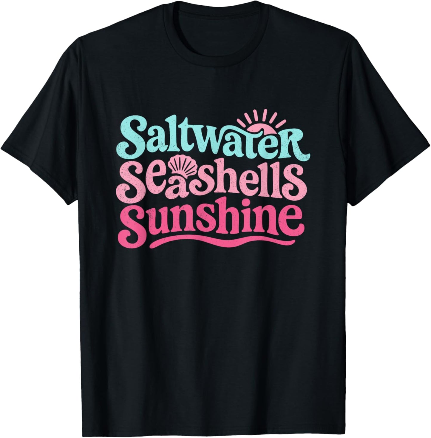 Saltwater Seashells Sunshine Retro Beach Summer Shirt T-Shirt