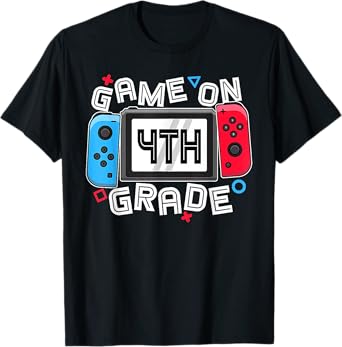 Gamer Back To School Funny Game On 4th Grade Kids Boys T-Shirt