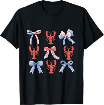 Pink Bows Cute Coquette Crawfish y2k Clean Girl Aesthetic T-Shirt