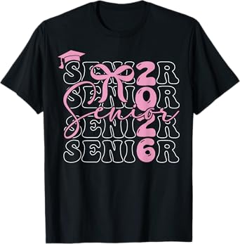 Senior 2026 Class of 2026 Coquette Pink Bow Graduation 2026 T-Shirt