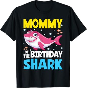 Mommy Birthday Kids Shark Mom Party Matching Family T-Shirt
