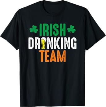 St Patrick's Irish Beer Drinking Team Ireland Flag Clover T-Shirt