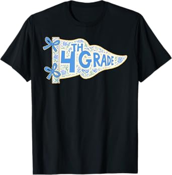 Floral Pennant First Day of 4th Grade For Teacher Student T-Shirt