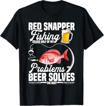 Red Snapper Fishing Beer Drinking Red Snapper Fisherman T-Shirt