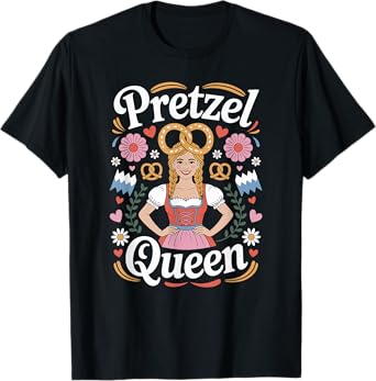 Funny Pretzel Queen Dirndl Biergarten Oktoberfest Beer T-Shirt