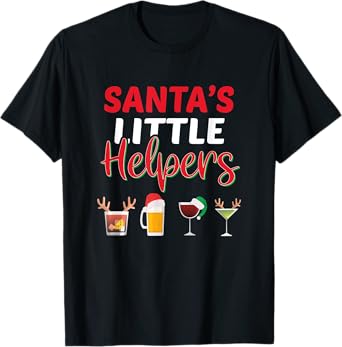 Santa's Little Helpers Christmas Spirits Drinking Squad Gift T-Shirt