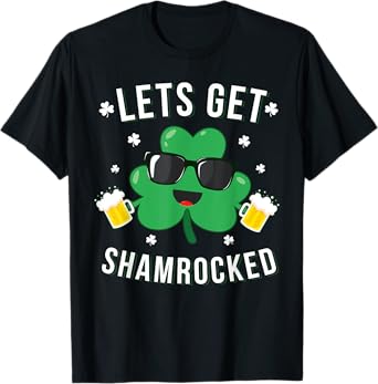Funny St Patricks Day Shirt Lets Get Shamrocked Gift Tee