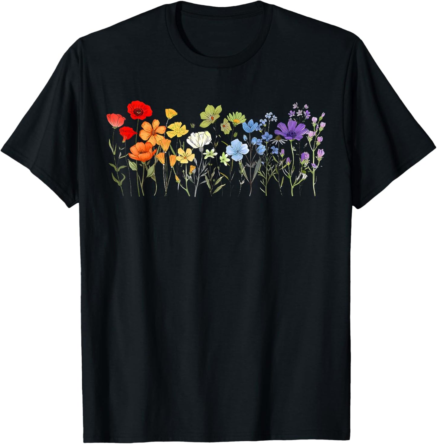 Gay Pride Subtle Wildflower Rainbow Flag Flowers LGBTQ Month T-Shirt