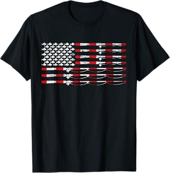 Fishing Fly Rod American Flag gift for Fisherman T-Shirt