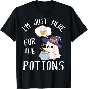 I'm Just Here for The Potions Cute Ghost Witch Halloween T-Shirt