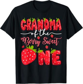 Grandma Of The Berry Sweet One 1St Birthday Strawberry T-Shirt