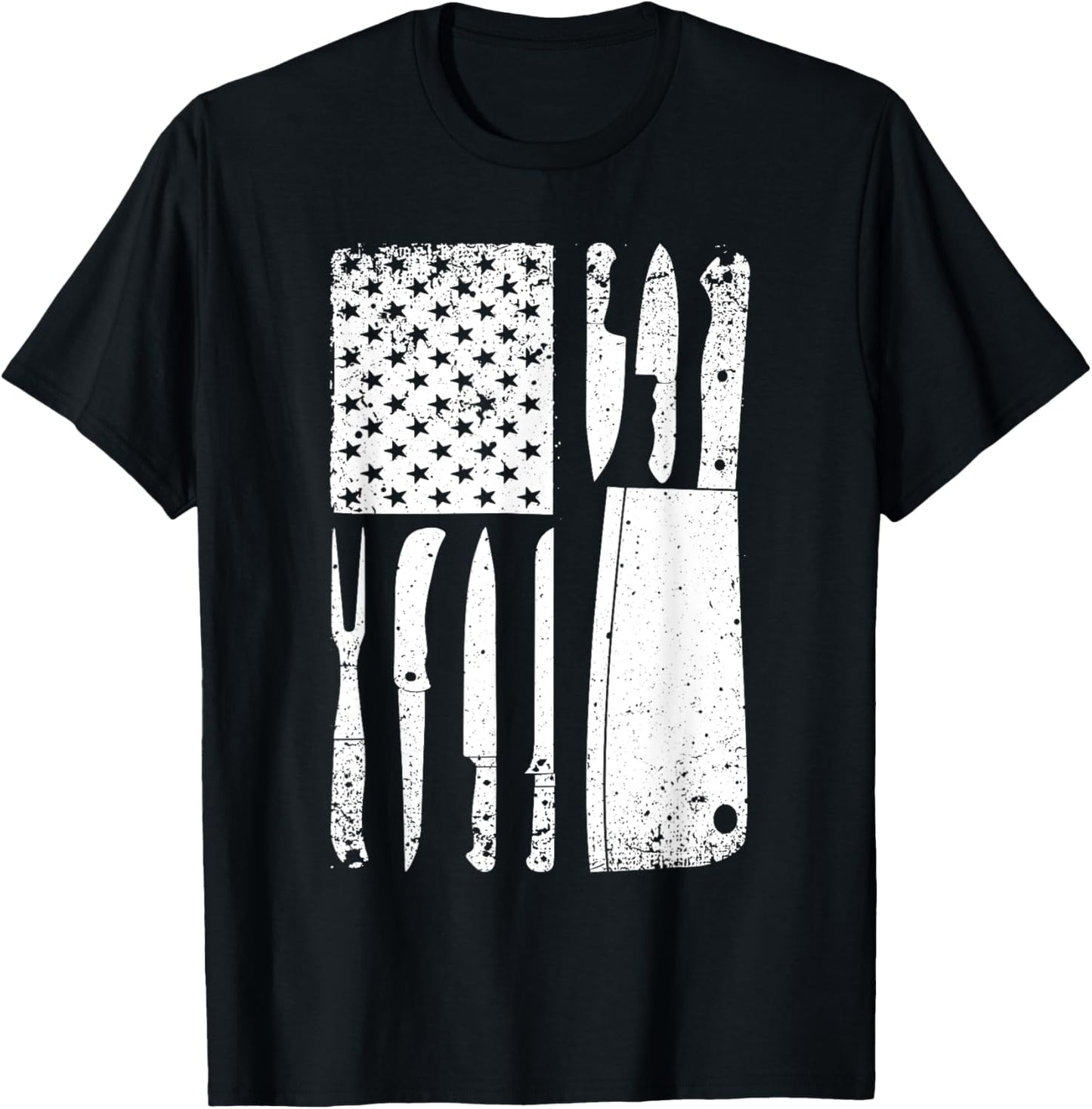 Funny Chef Knife American Flag Design For Men Women Patriot T-Shirt