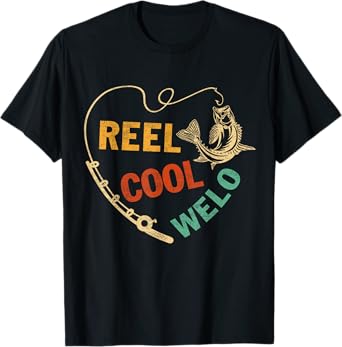 Funny Fathers Day Vintage Fishing Reel Cool Welo T-Shirt
