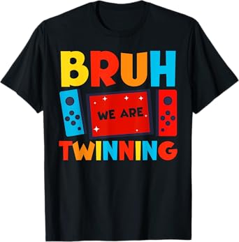 Bruh We Are Twinning Kids Boys Funny Twin Day Gamers T-Shirt
