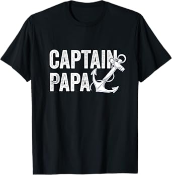 Captain Papa Pontoon Gift Lake Sailor Fishing Boating T-Shirt