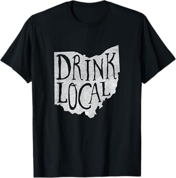 Distressed Drink Local Ohio State Outline Craft Beer Shirt T-Shirt
