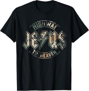 Jesus Highway to Heaven Camo Camouflage Natural T-Shirt
