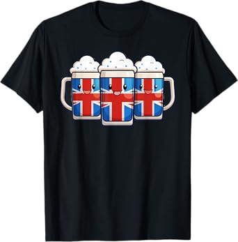 Union Jack Beer Mugs UK Pub Party Cheers Mate United Kingdom T-Shirt