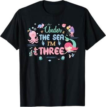 Under The Sea 3rd Birthday Baby Girl Outfits Mermaid Turtle T-Shirt