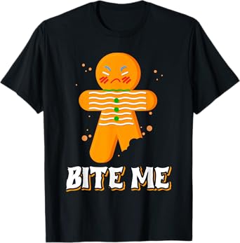 Bite Me Angry Gingerbread Man Bite Me T-Shirt