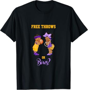 Free Throws or Bows? Basketball Baby Gender Reveal T-Shirt
