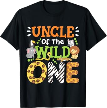 Uncle Of The Wild One Kids Boys Safari Zoo Birthday Family T-Shirt