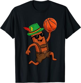 Wurst Sausage Playing Basketball Oktoberfest Festival Boys T-Shirt