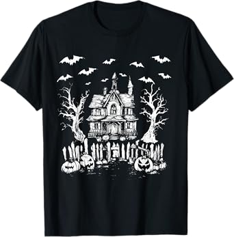 Haunted House Halloween Horror Jack O Lantern Spooky Season T-Shirt