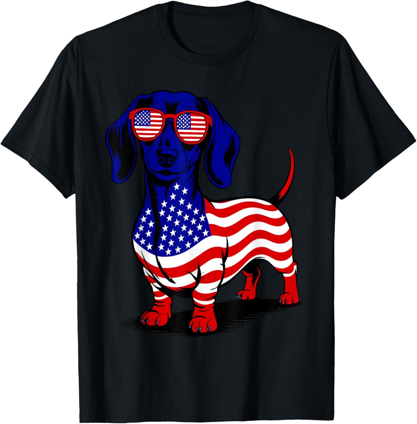 Dachshund Dog 4th Of July American Flag For Men Women T-shirt