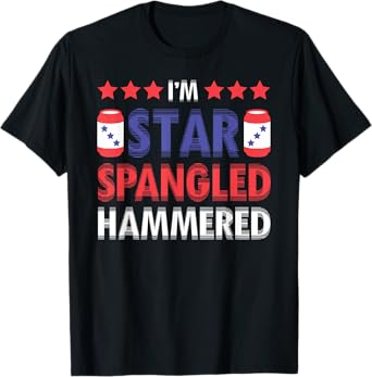 Beer Drinking Drinker Alcohol Funny 4th of July Hammered T-Shirt for Women Men