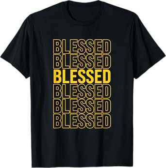 Varsity-Gold Yellow Blessed University-Gold Yellow Graphic T-Shirt