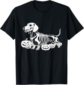 Dachshund Skeleton Birthday Halloween Dog Mens Womens Kids T-Shirt