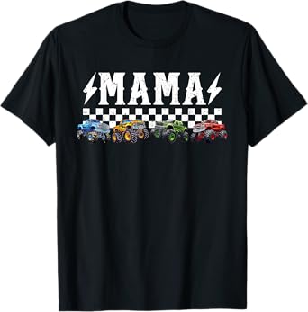 Mama Retro Monster Truck Family Crew Birthday Matching T-Shirt
