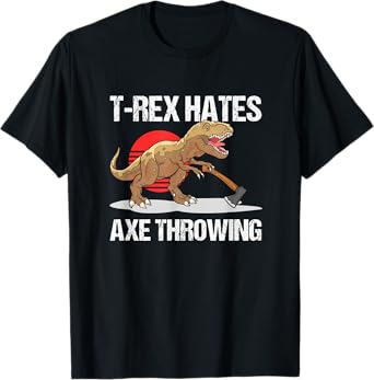 T-Rex Hates Axe Throwing Lumberjack Hatchet T-Shirt