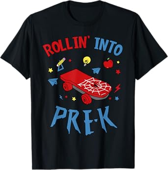 Rollin' Into Pre-K Spider Back to School Boys Kids T-Shirt