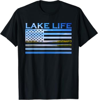 American Flag Patriot Fishing At The Lake This Is Lake Life T-Shirt
