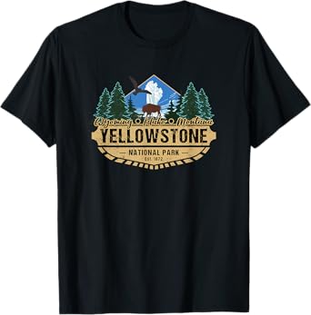 Yellowstone National Park Bison Old Faithful Geyser Souvenir T-Shirt