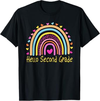 Hello Second Grade Teacher Rainbow T-Shirt